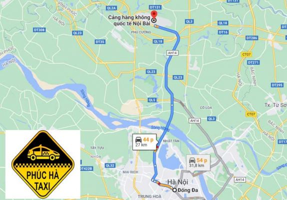 Đống Đa đến sân bay Nội Bài là khoảng 27 km